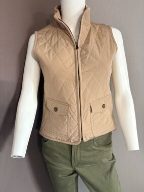 Talbots Quilted Tan Sleeveless Zip Vest